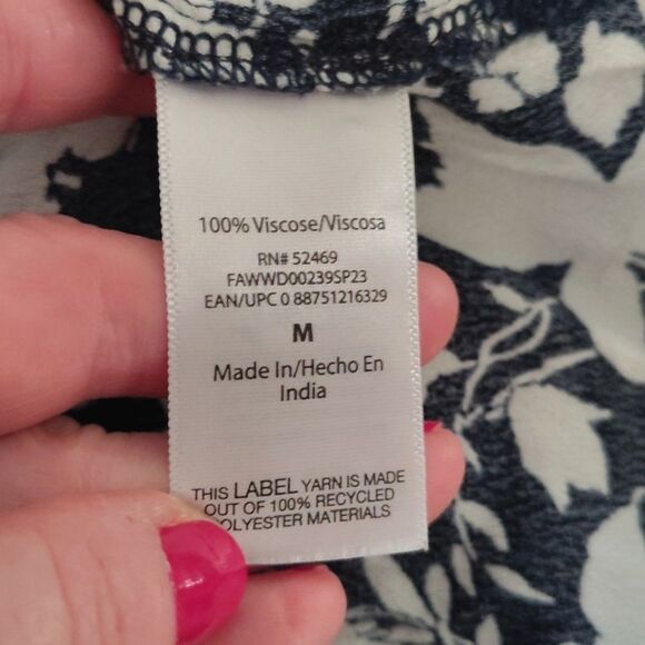 Free Assembly Blue Floral Sleeveless Tie Shoulder Midi Slip Dress Medium - Picture 14 of 16